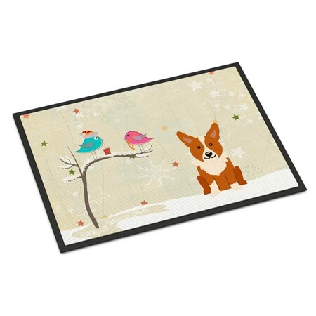 Jensendistributionservices Christmas Presents Between Friends Corgi Indoor or Outdoor Mat, 18 x 0.25 x 27 in. MI2549672